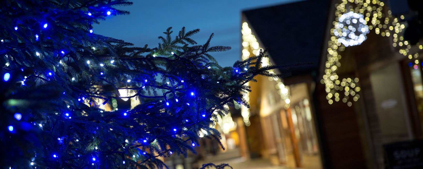 Christmas in the Trentham Shopping Village, Staffordshire.