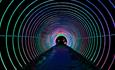 One of the illuminated tunnels at Alton Towers' Lightopia in Staffordshire