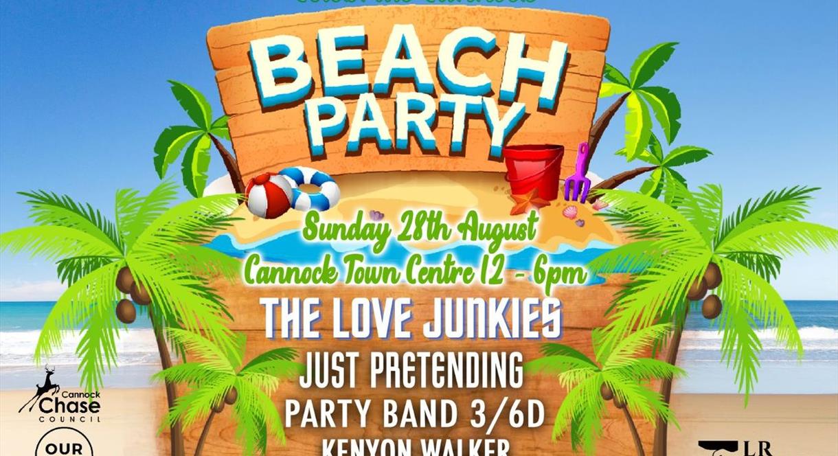 A poster for the Cannock Beach Party