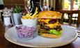 Image shows one of the burgers on offer at The Dog & Doublet Inn