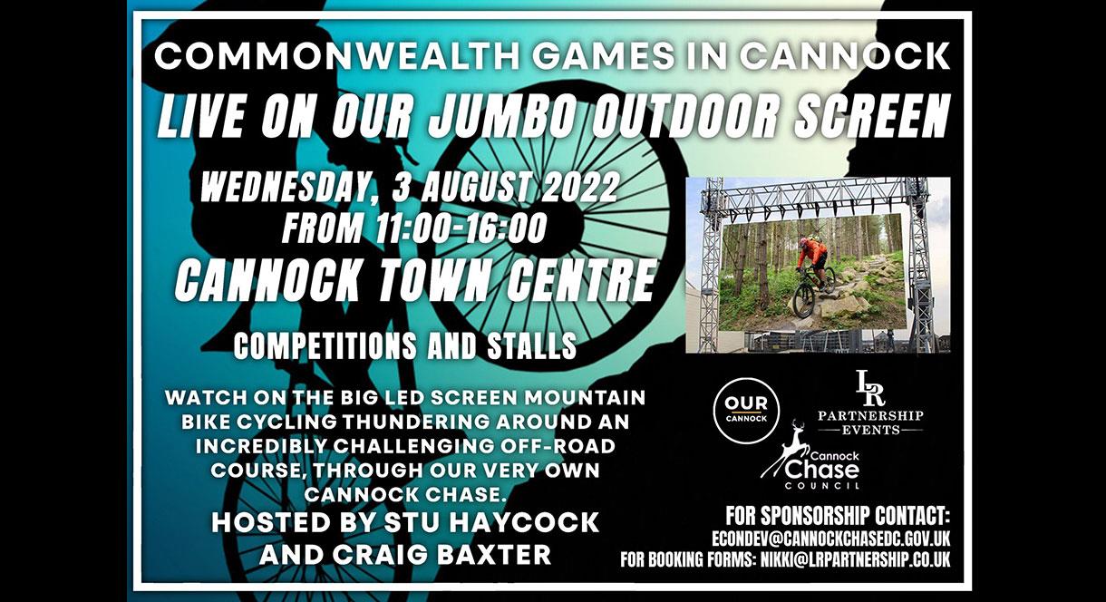 Commonwealth Games Mountain Bike competition screened in Cannock Town centre on 3rd August 2022