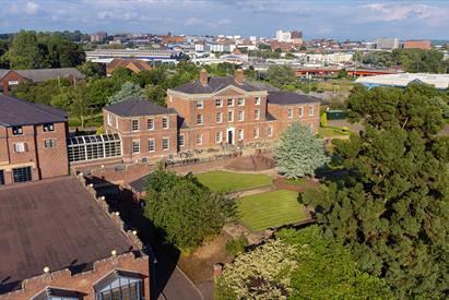Aerial view of the Doubletree by Hilton Hotel, Stoke-on-Trent, Staffordshire