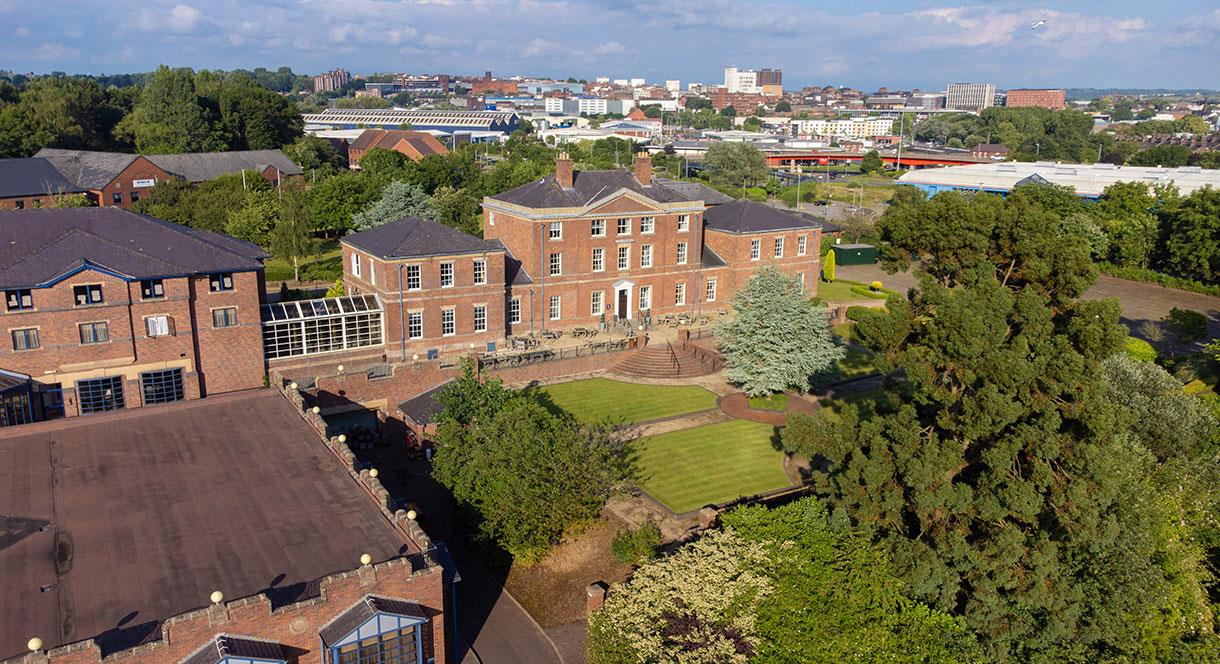 Aerial view of the Doubletree by Hilton Hotel, Stoke-on-Trent, Staffordshire