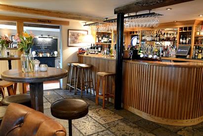 The well stocked bar at Duncombe Arms, Staffordshire