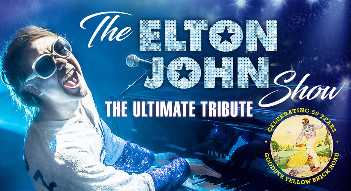 A poster for The Elton John Show, coming soon at the Mitchell Arts Centre, Stoke-on-Trent, Staffordshire