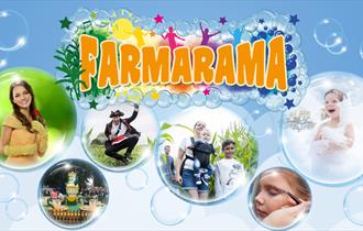 A graphic for Farmarama at the National Forest Adventure Farm