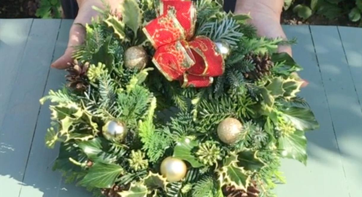 An example of the type of festive decoration you could make at the Wreath-Making Workshop at Gladstone Pottery Museum, Staffordshire