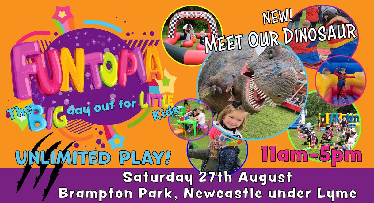 A graphic for Funtopia, which is at Brampton Park, Newcastle-under-Lyme on 27th August