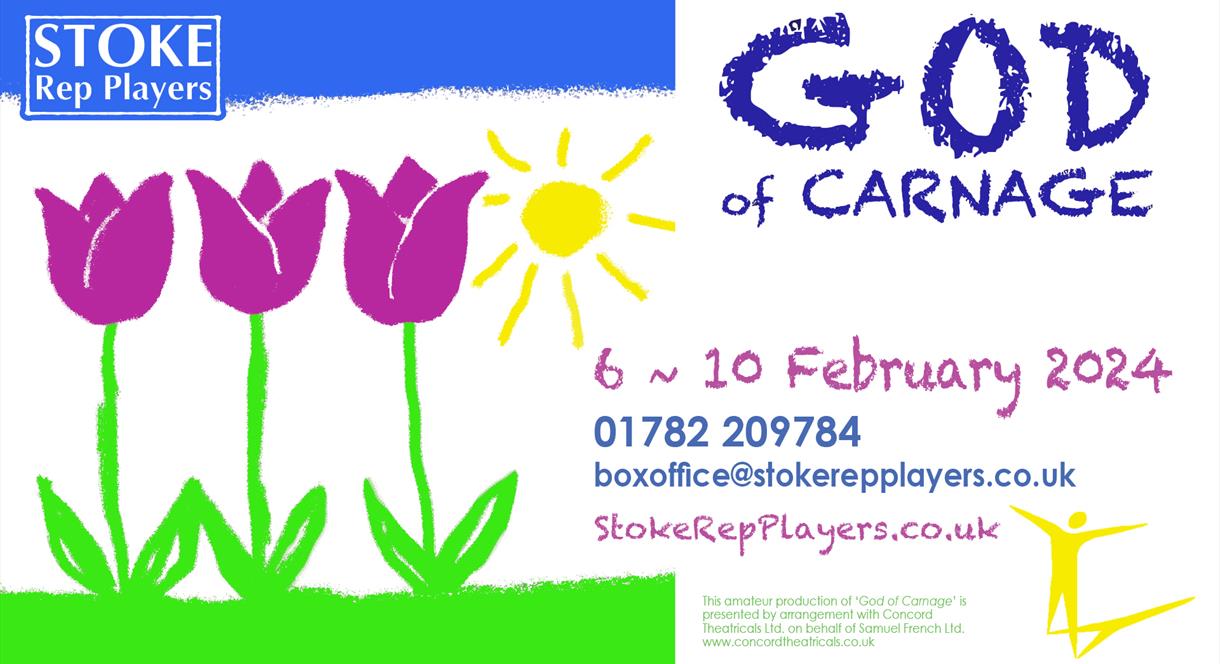 Poster promoting God of Carnage play by the Stoke Rep Players