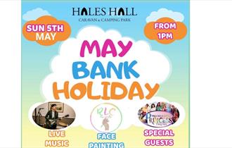 poster for Hales Hall Caravan Park - May Bank holiday event
