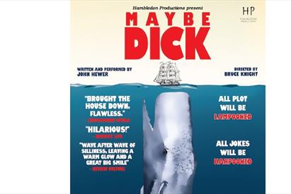 image of the poster for the comedy Maybe Dick (a whale and a ship) reviews of the show