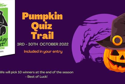 A graphic for the Pumpkin Quiz Trail at the Monkey Forest, Staffordshire this October