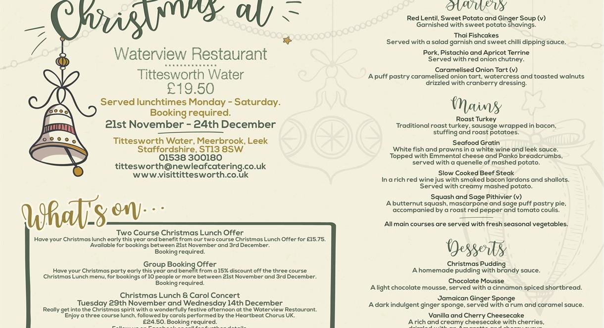 Christmas at Waterview Restaurant - Tittesworth Water