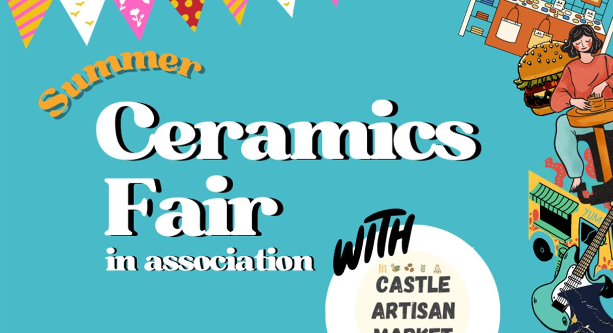 A graphic for the Summer Ceramics Fair at Love Clay, Staffordshire