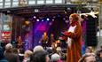 Street theatre and entertainment at Stafford Christmas light switch-on