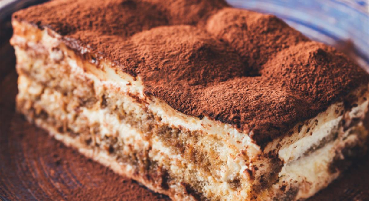 Image shows a tiramisu, like the ones you'll be able to make after the Autumn Flavours of Italy cookery school