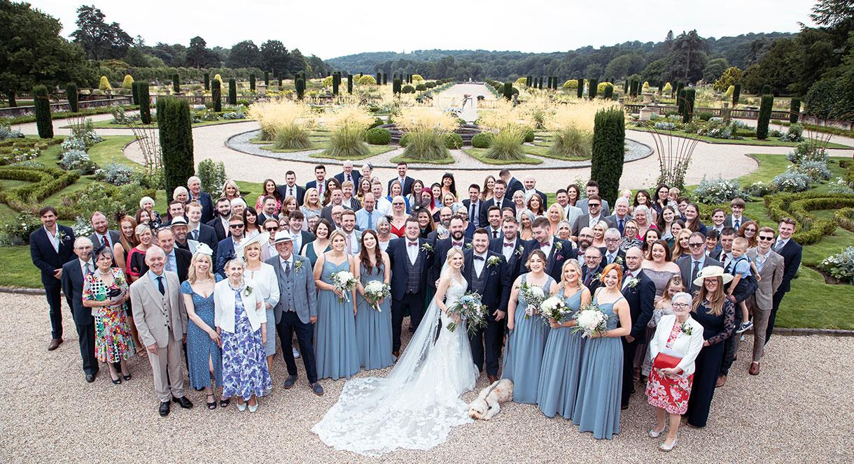 Group of wedding guests at Trentham Gardens