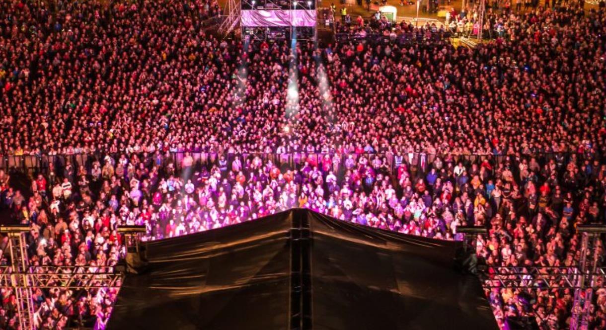 The excited crowd awaits the next act at Trentham Live, Staffordshire