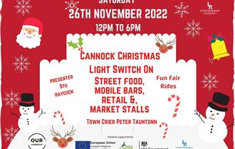 A poster for the Cannock Christmas Lights Switch-on