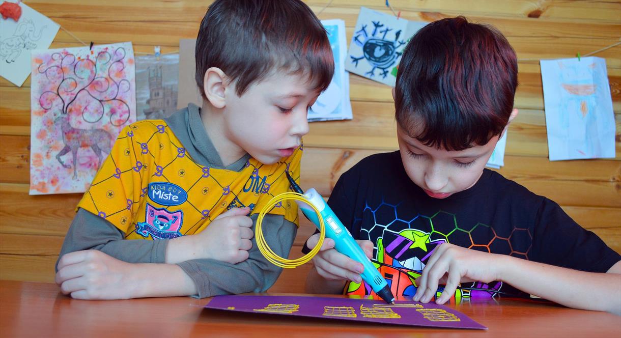 Boys find their creative side at the Brampton Museum, Staffordshire