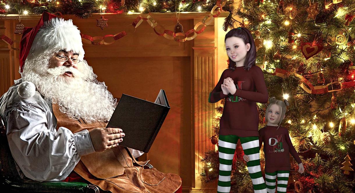 Children listen to a festive story, read by Santa