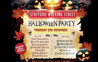 Image shows the details of the Stafford Walking Street Halloween Party on Thursday 2nd November