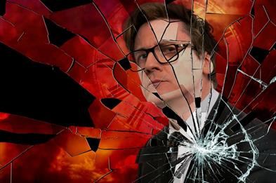 An image of Ed Byrne, with a broken mirror effect added