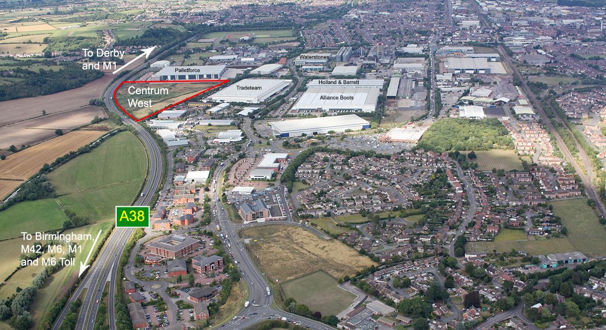 Aerial photograph of Centrum 100 Burton upon Trent