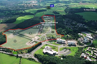Aerial photograph of Keele University Science and Innovation Park