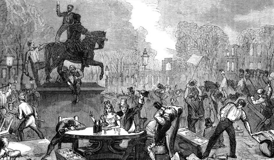 A drawing of the 1831 riots in Bristol