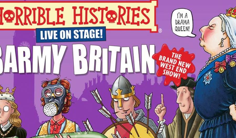 Cartoon of Queen Victoria and other historical figures