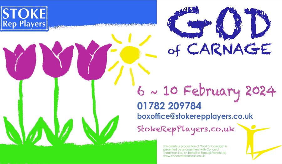 Poster promoting God of Carnage play by the Stoke Rep Players