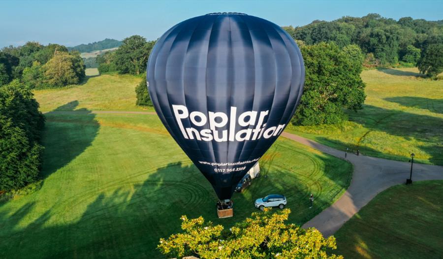 A hot air balloon taking flight