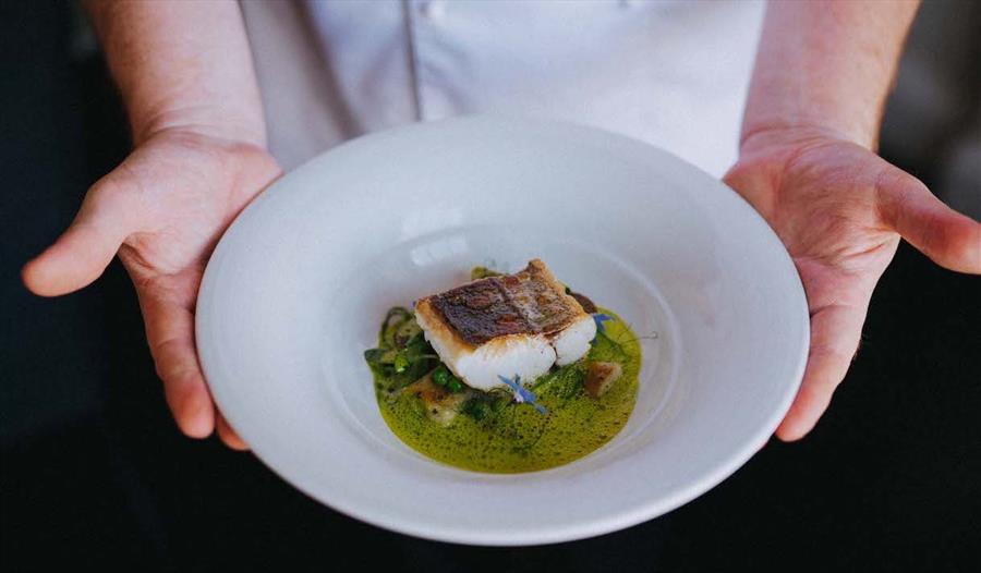 Fresh hake cooked for the Seafood FEAST, Brixham in Devon.