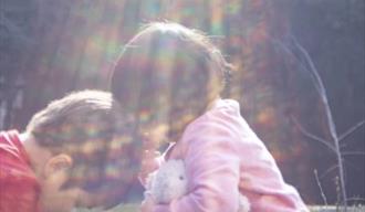 Two children in hazy photo