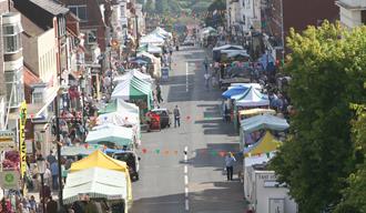 A high level view of Lymington Market on the High Street