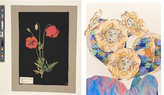 Two artworks depicting flowers