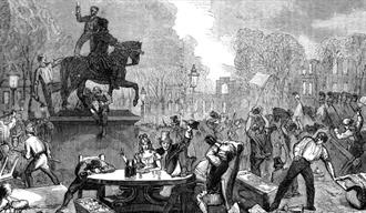 A drawing of the 1831 riots in Bristol