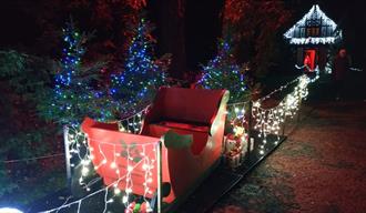 Santa's sleigh at Biddulph Grange Garden, Staffordshire