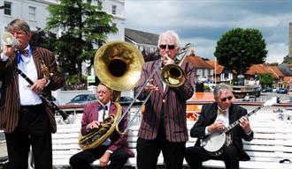 Jazz band playing on the top deck of New Orleans