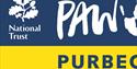 Blue and Yellow Purbeck Art Weeks logos with the National Trust logo beside them.