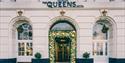 Queens Hotel exterior with Christmas decorated entrance