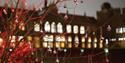 Cheltenham Ladies' College exterior with Christmas decorates trees
