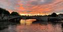 View of Caversham Bridge at sunset.