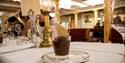 Dark cherry chocolate pot with a shortbread shard