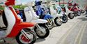 Isle of Wight Scooter Rally, August Bank Holiday Weekend, Line up of scooters