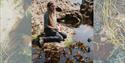 Coast to Caves event, part of England's Seafood FEAST. Forager Flora on a beach.