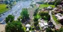 view of the river and seeing a crowd by the quay