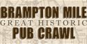 Text reading Brampton Mile Historic Pub Crawl in sepia tones