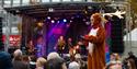 Street theatre and entertainment at Stafford Christmas light switch-on